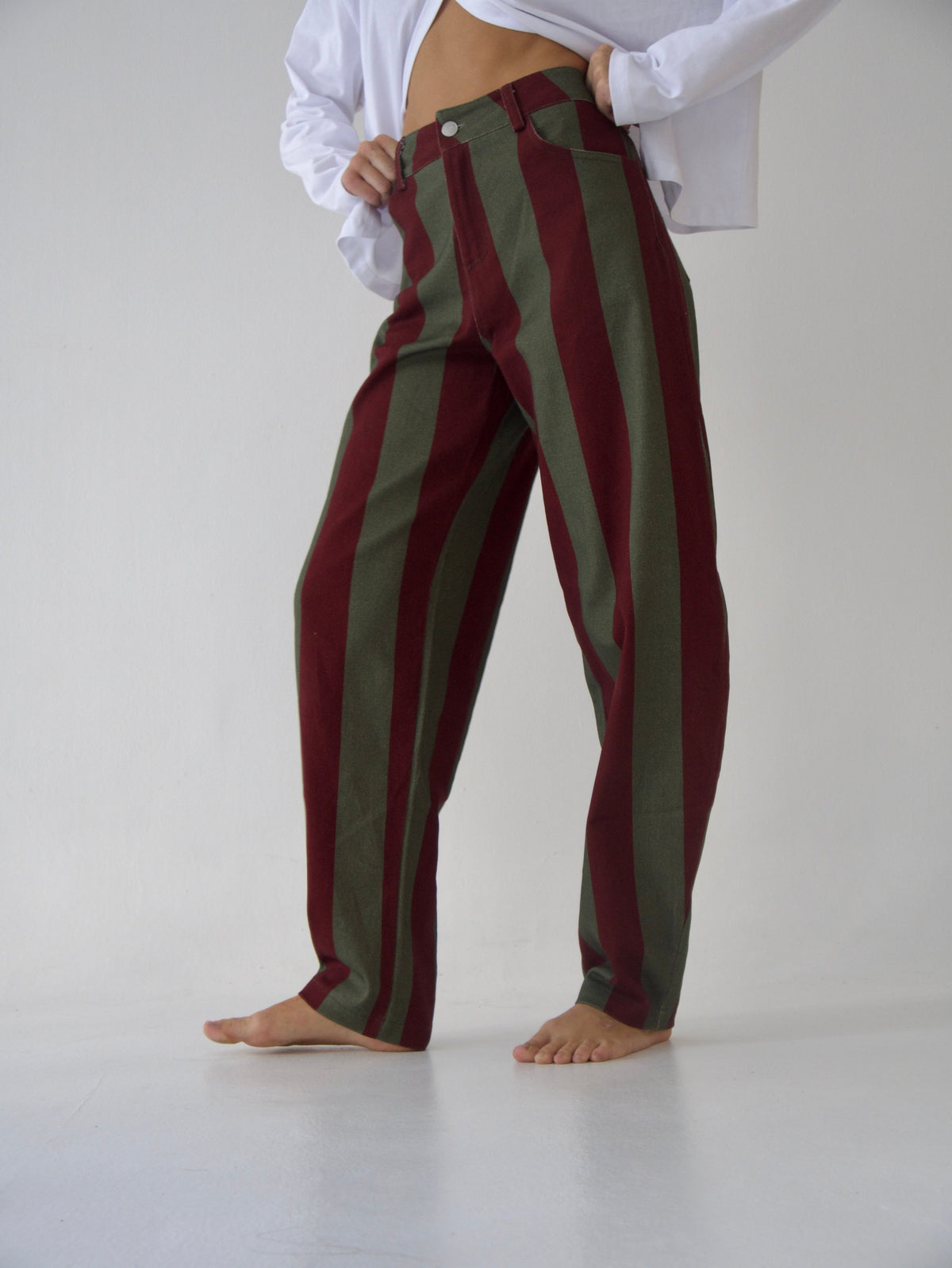 Clarissa Burgundy and Khaki jeans