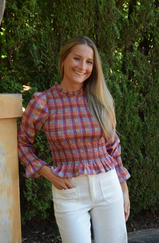 Blusa Chía Cuadros Magenta