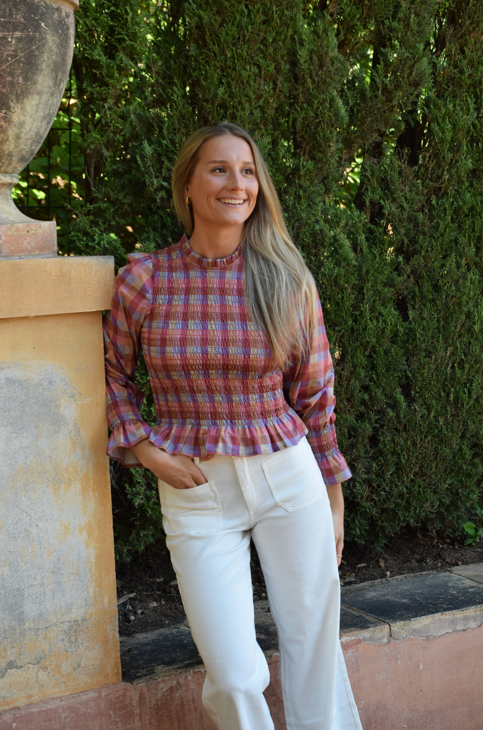 Blusa Chía Cuadros Magenta