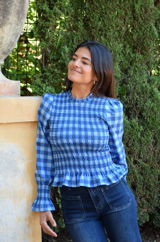 Blusa Chía Cuadros Azul Marino