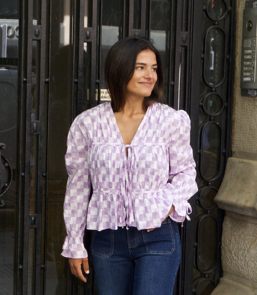 Blusa Lucía Cuadros Lavanda
