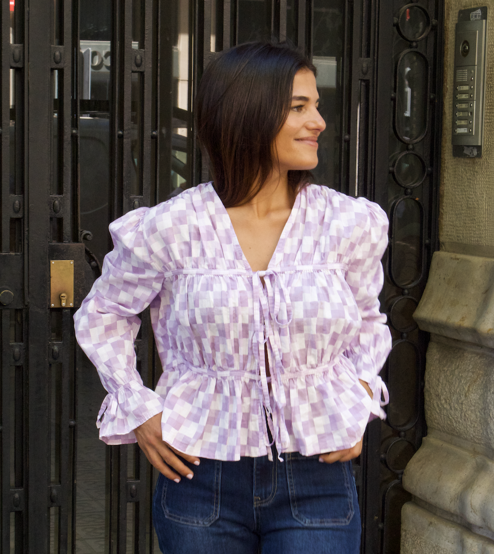 Blusa Lucía Cuadros Lavanda