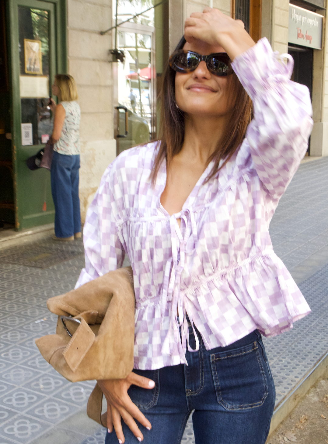 Blusa Lucía Cuadros Lavanda