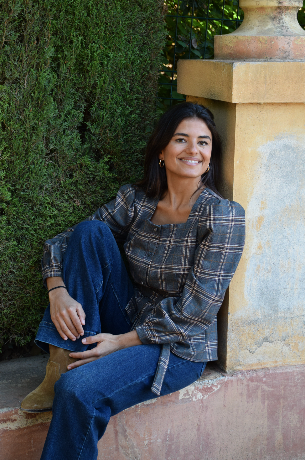 Blusa Beth Cuadros Gris