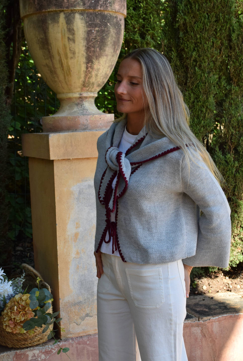 Bandana Punto Gris y Burgundy