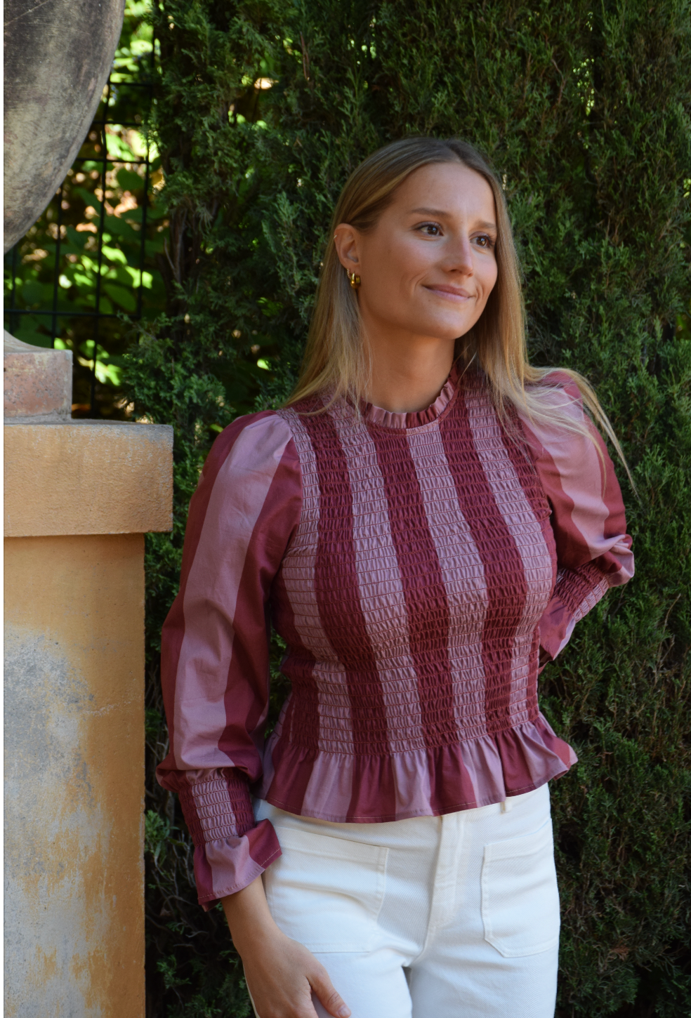 Blusa Chía Rayas Burgundy