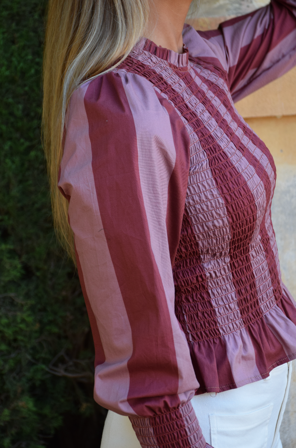 Blusa Chía Rayas Burgundy