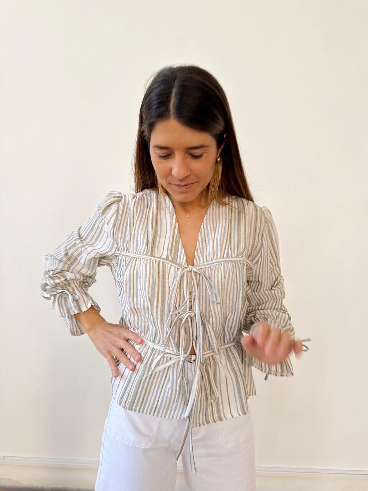 Blusa Lucía Rayas Azul