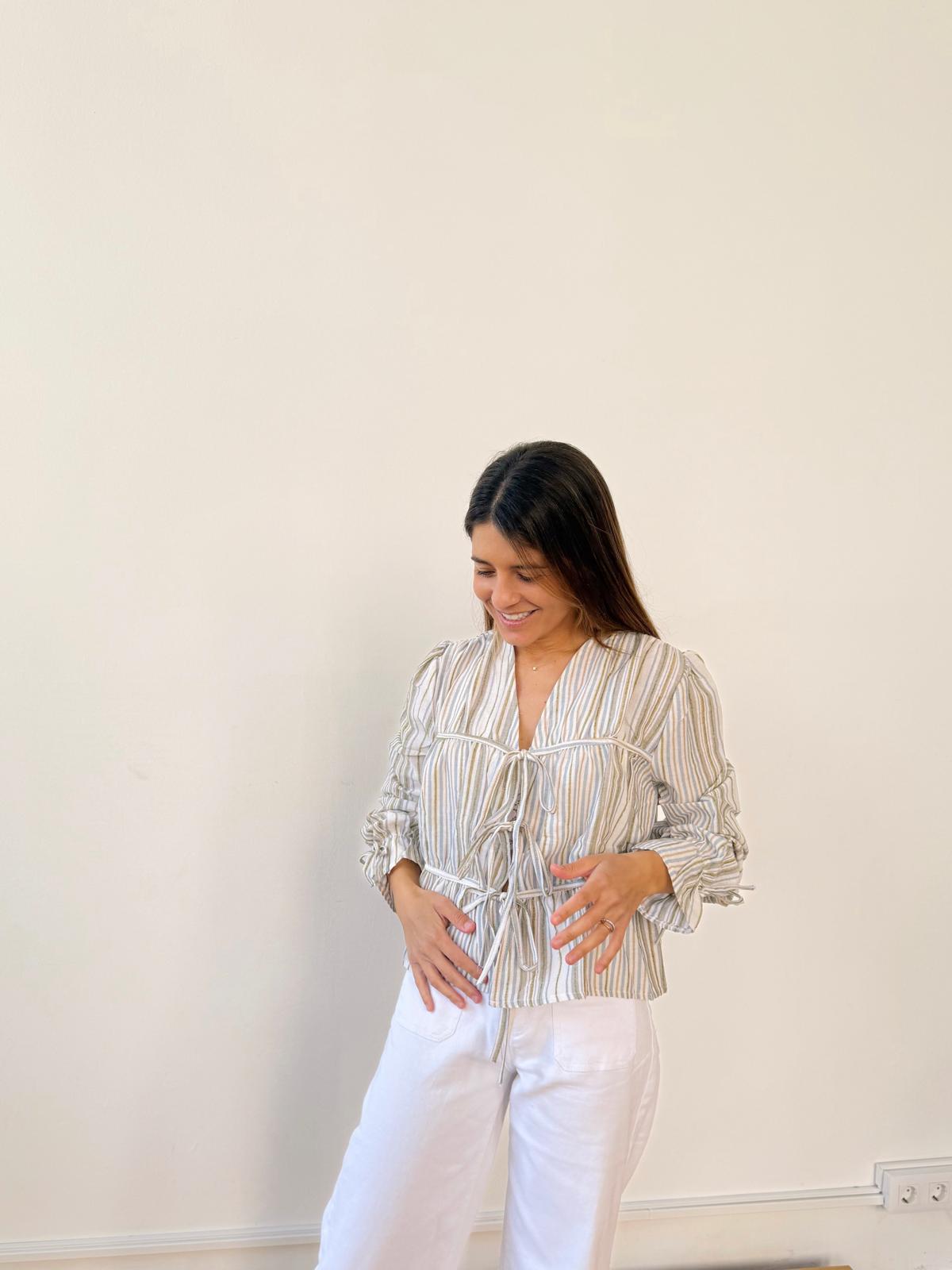 Blusa Lucía Rayas Azul