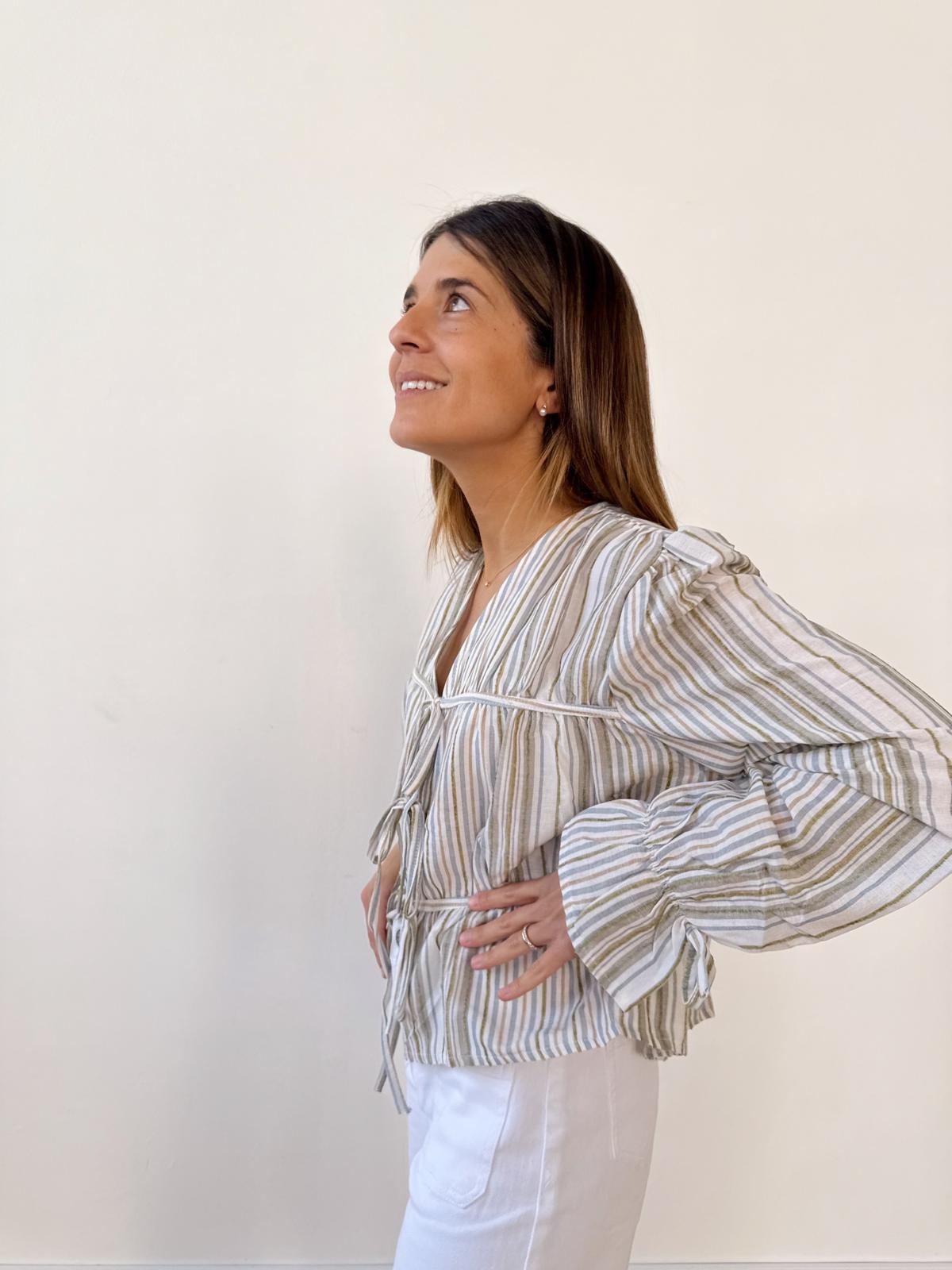 Blusa Lucía Rayas Azul