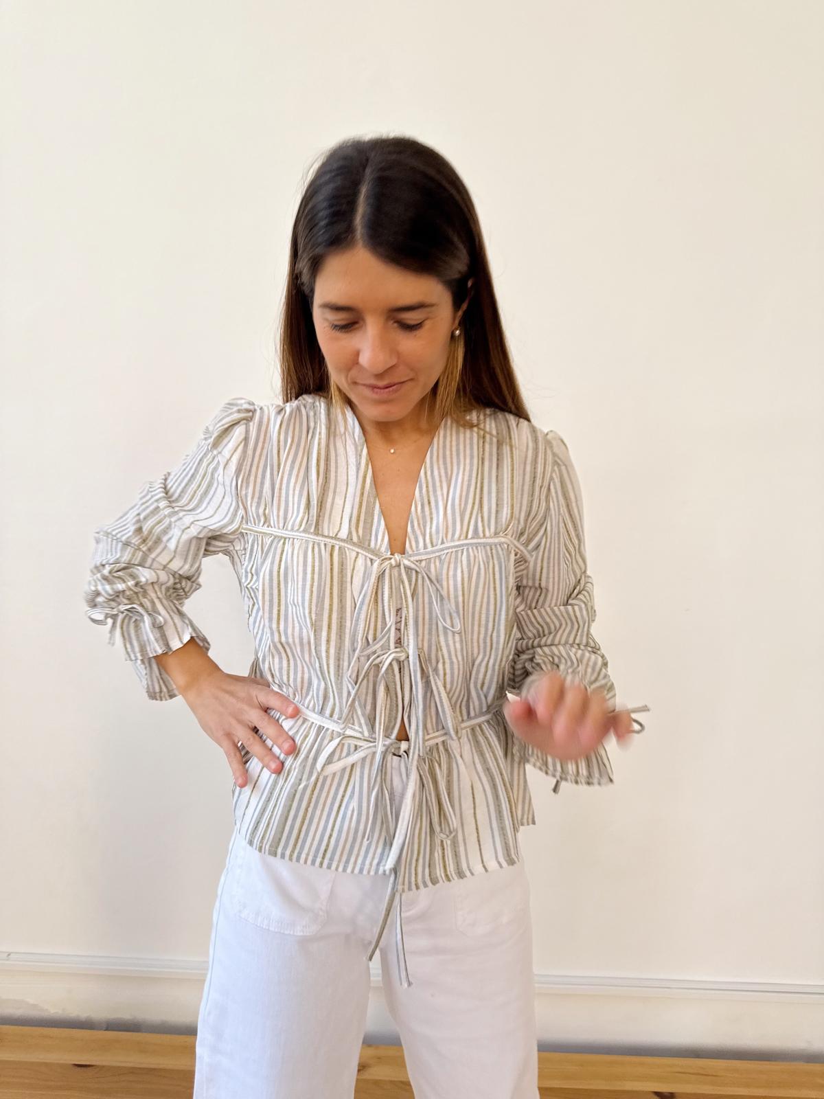 Blusa Lucía Rayas Azul