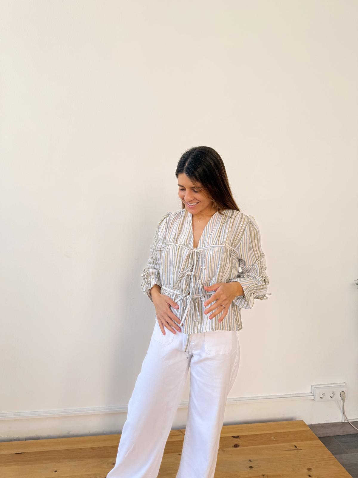 Blusa Lucía Rayas Azul