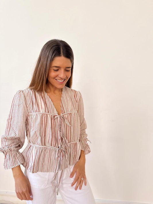 Blusa Lucía Rayas Rojo