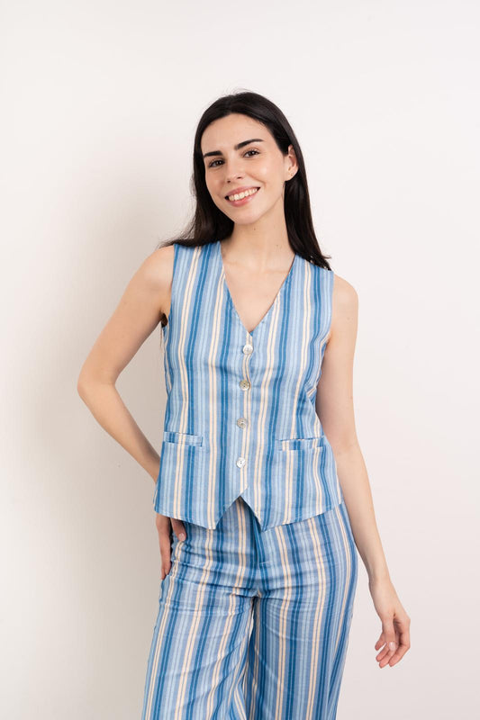 Top Chaleco Ana Azul