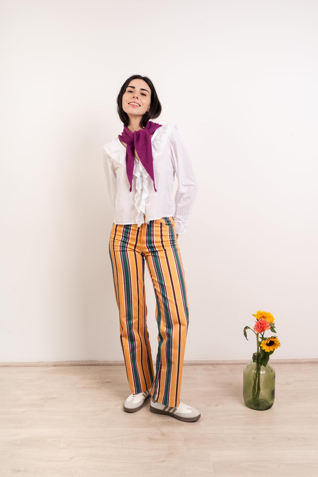 Inés Striped Yellow Jeans