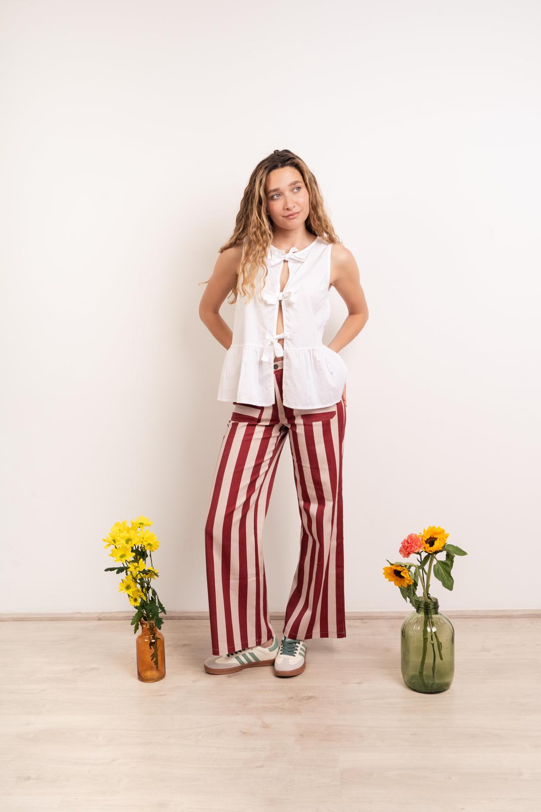 Jeans Valeria Rayas Burgundy