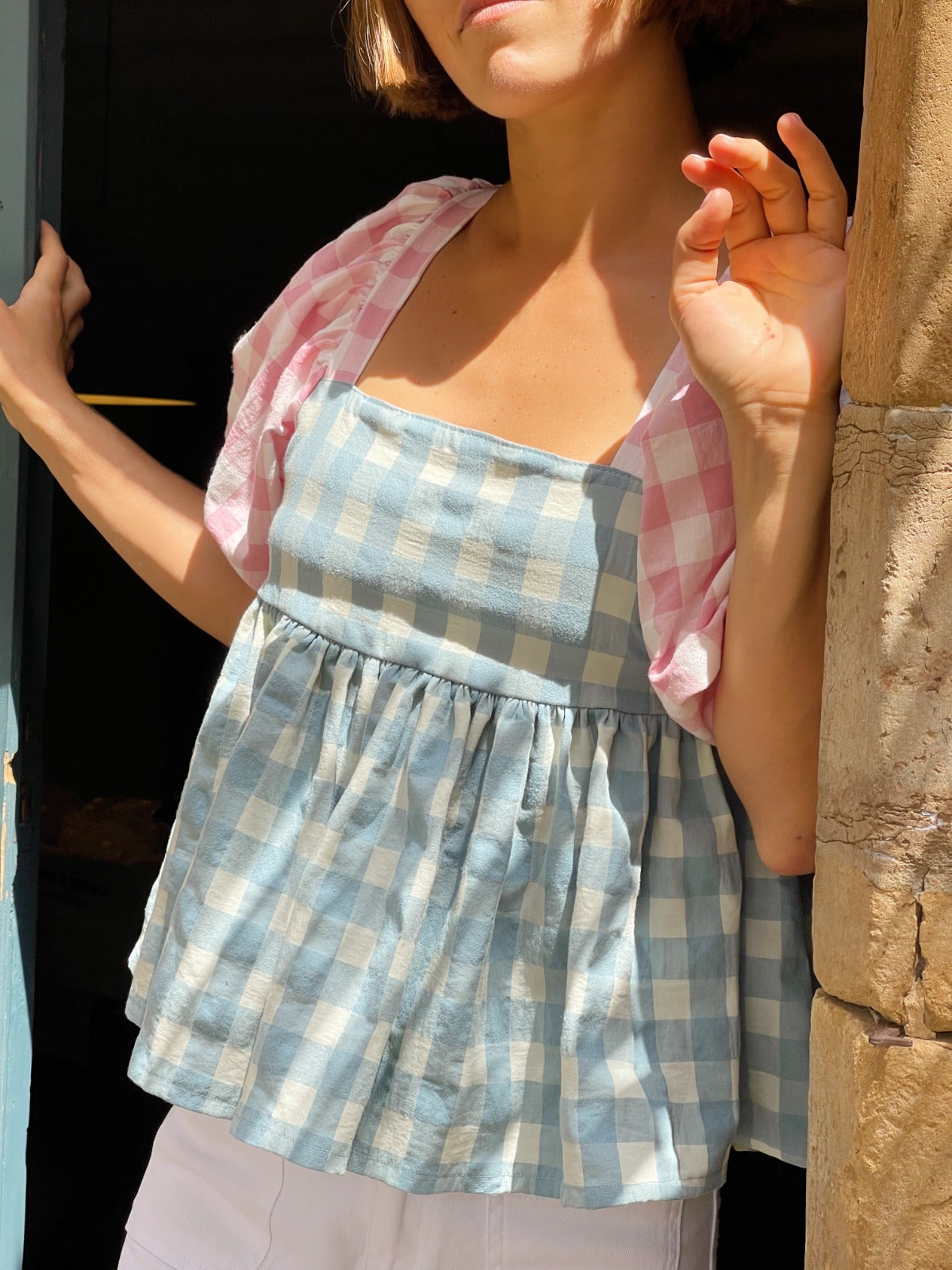 Blusa Maca Rosa y Azul