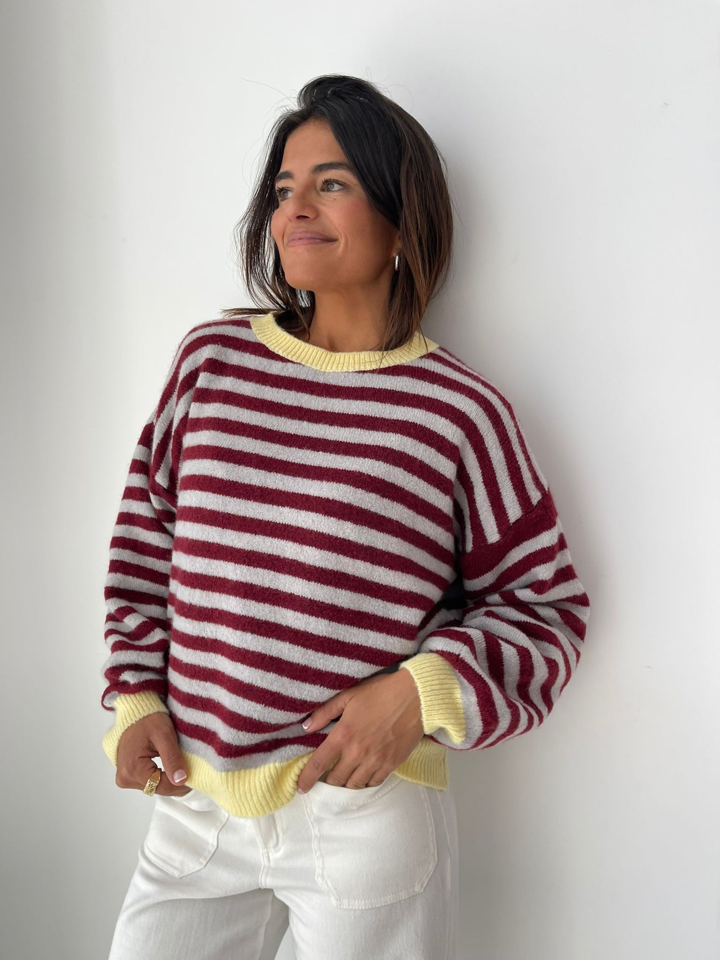 Jersey Pia Burgundy y Gris