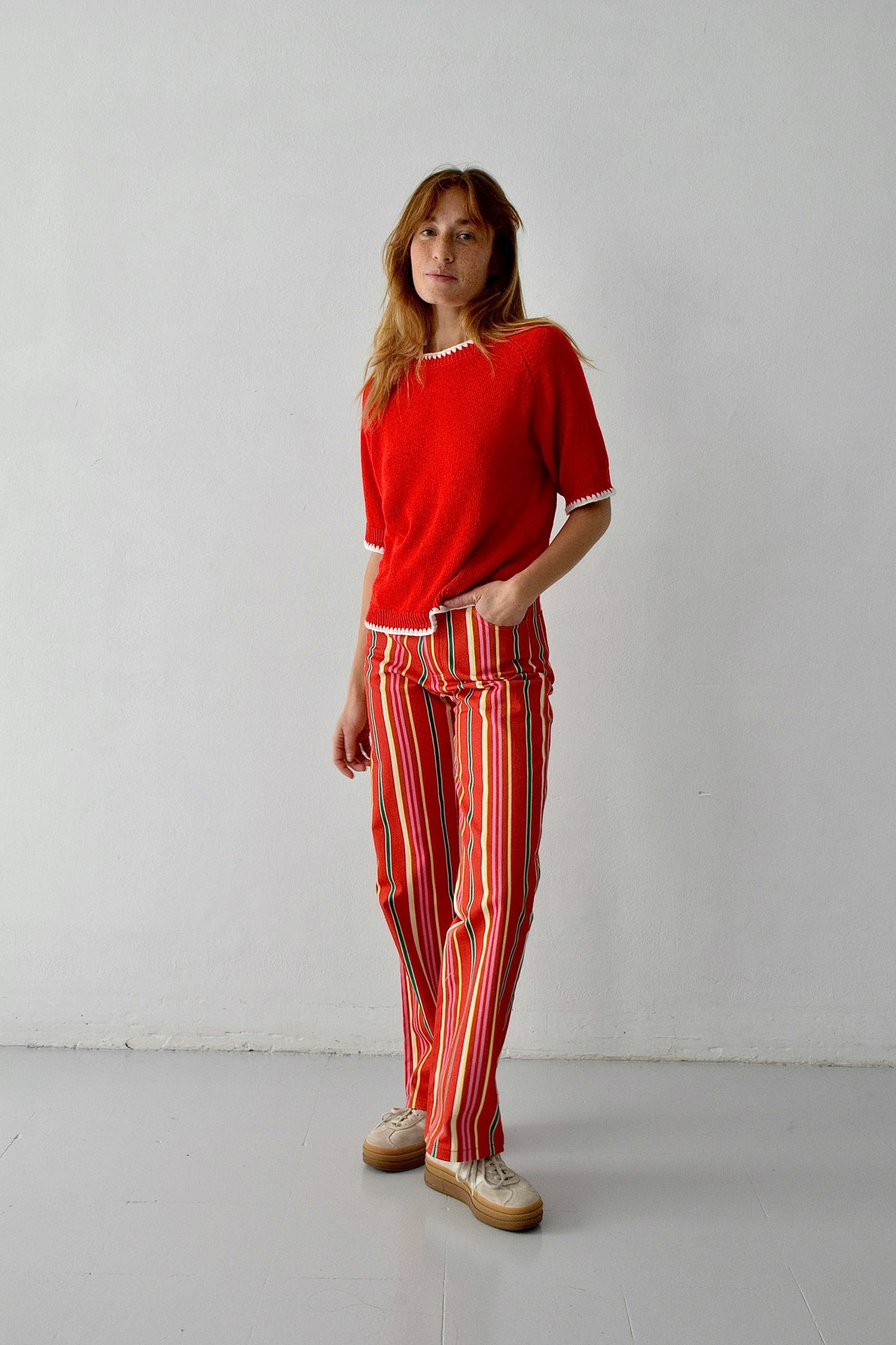 Jeans Inés Rayas Rojo