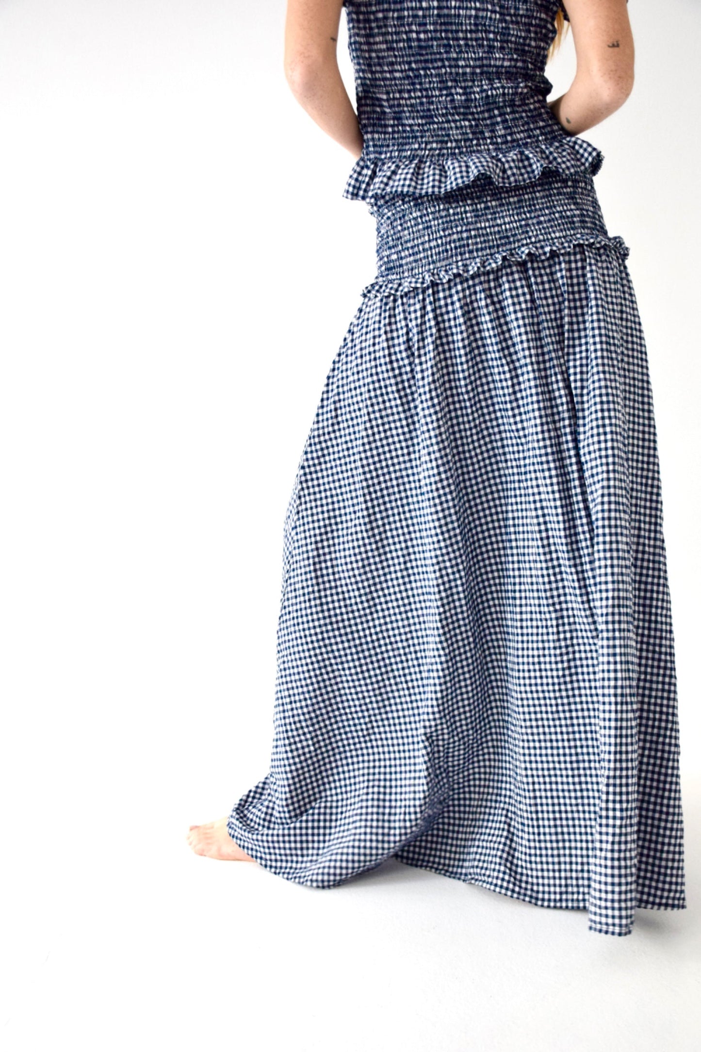 Lea Navy Gingham Skirt
