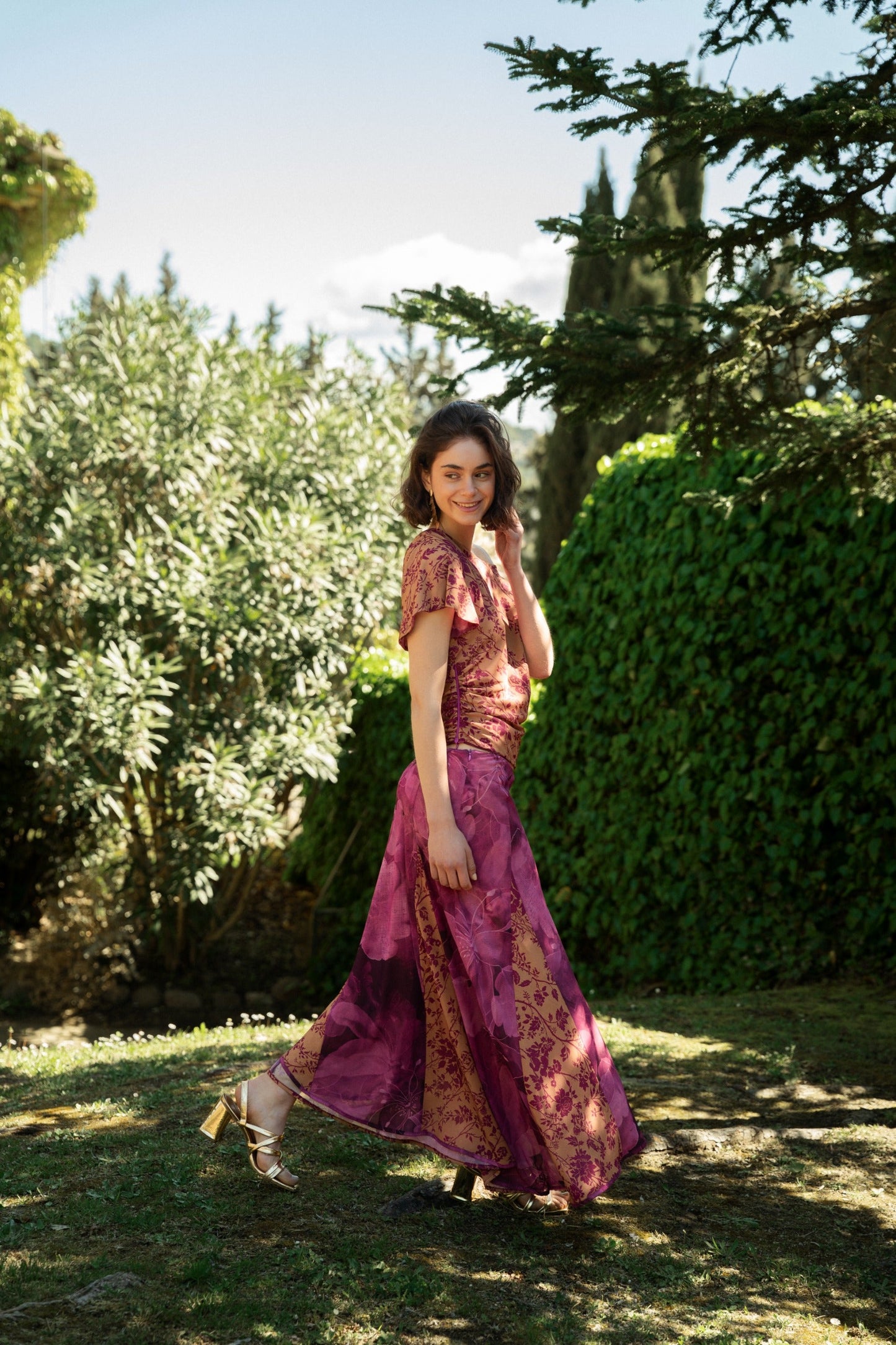 Jimena Reversible Magenta and Ochre Skirt