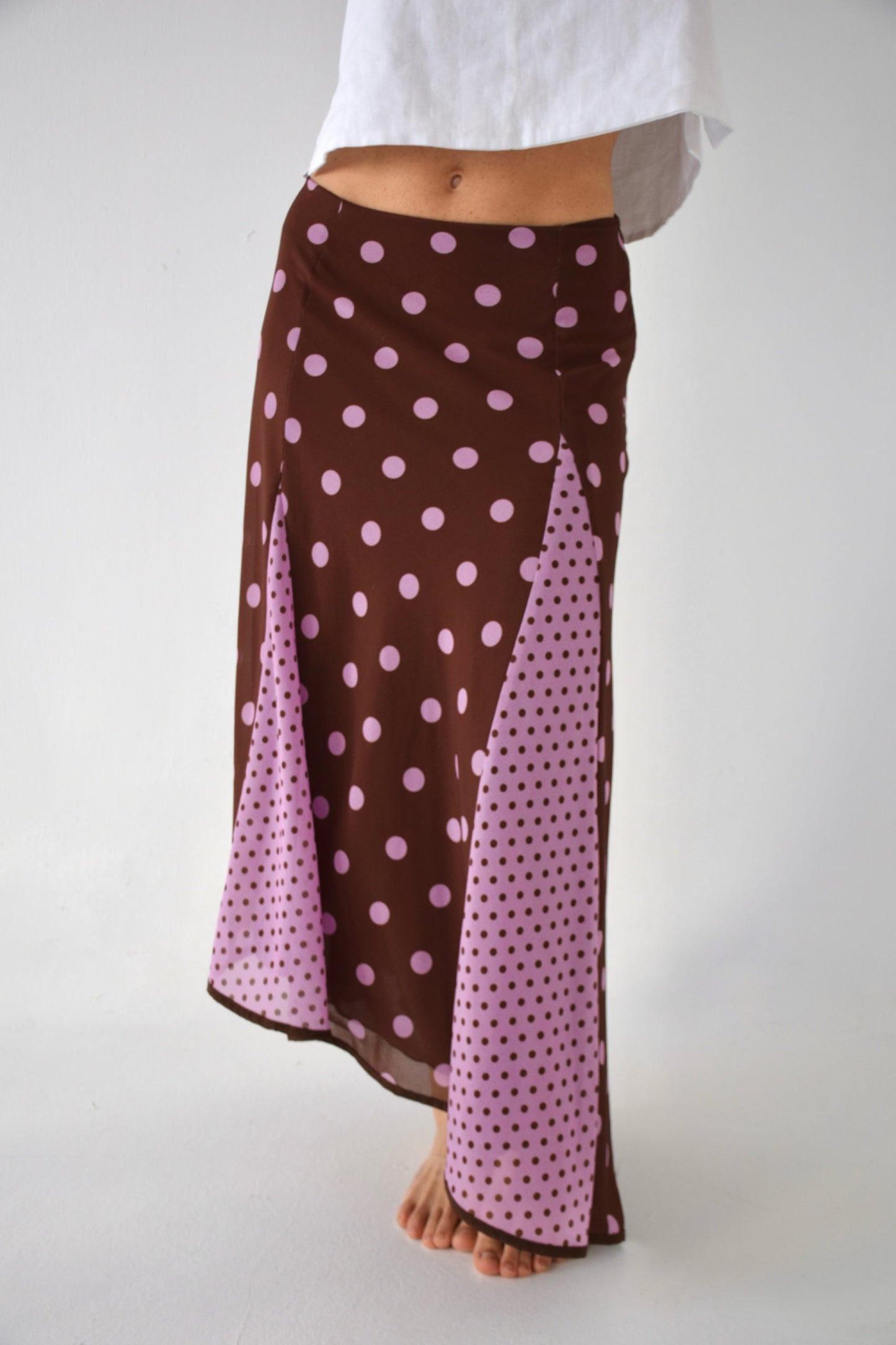 Jimena Brown and Pink Polka Dot Skirt