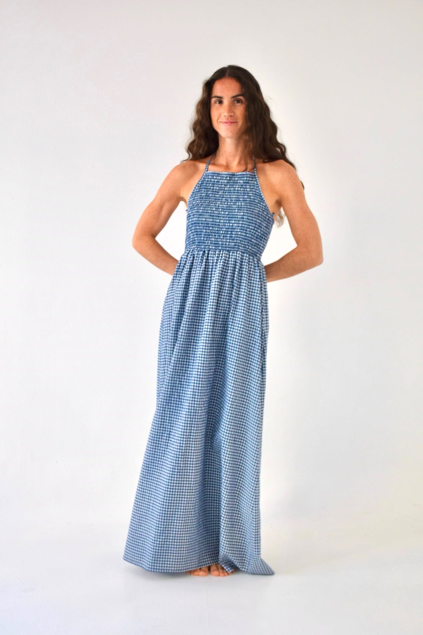 Gina Navy Gingham Dress