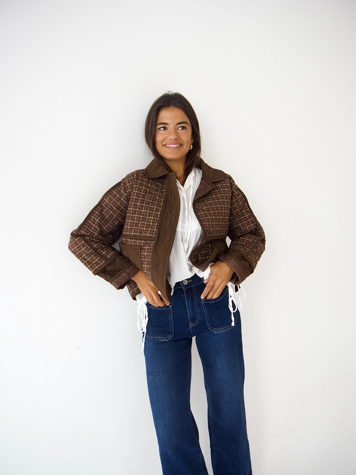 Brown Plaid Military Jacket