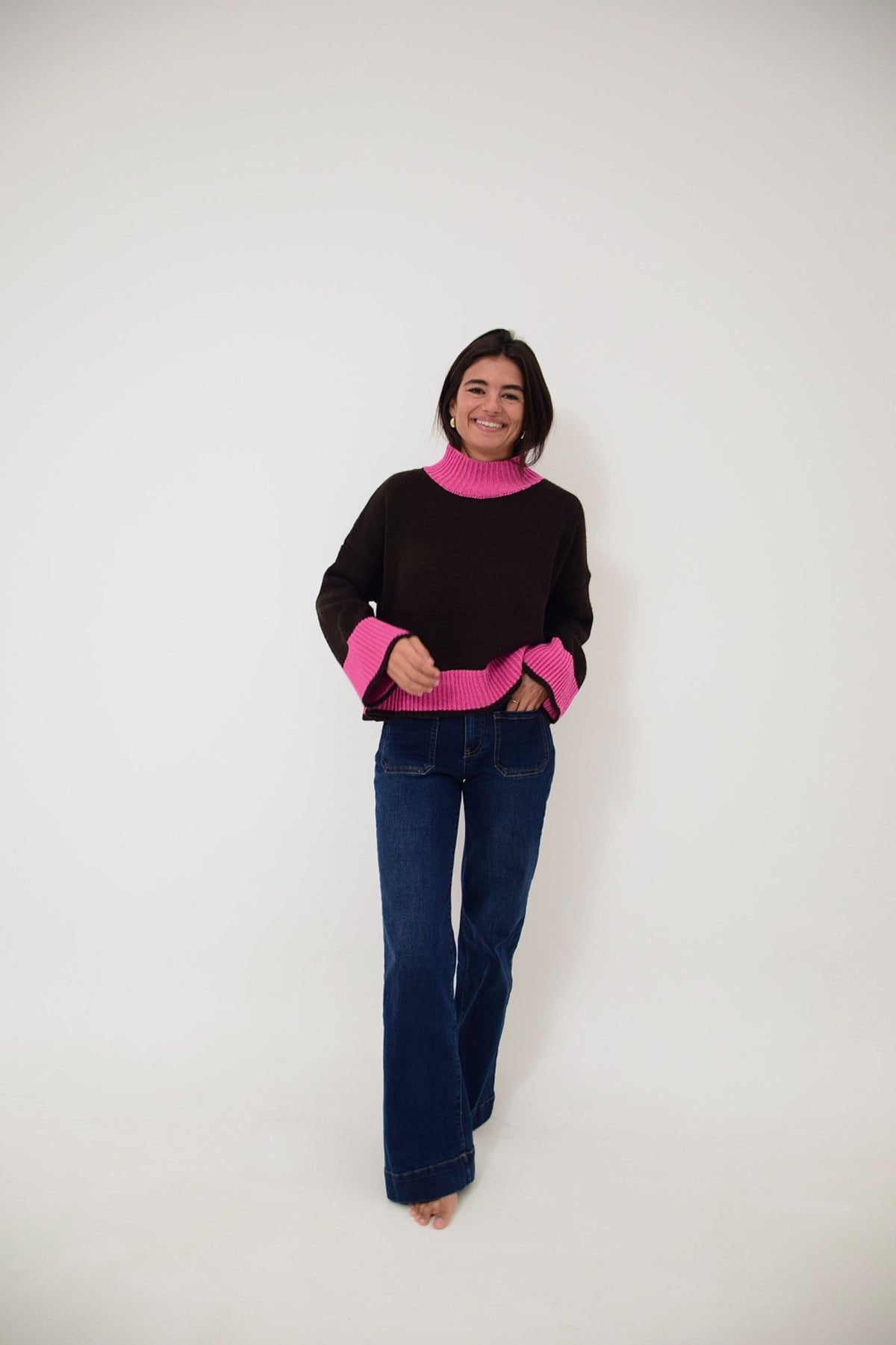 Jersey Bruna Marrón y Rosa