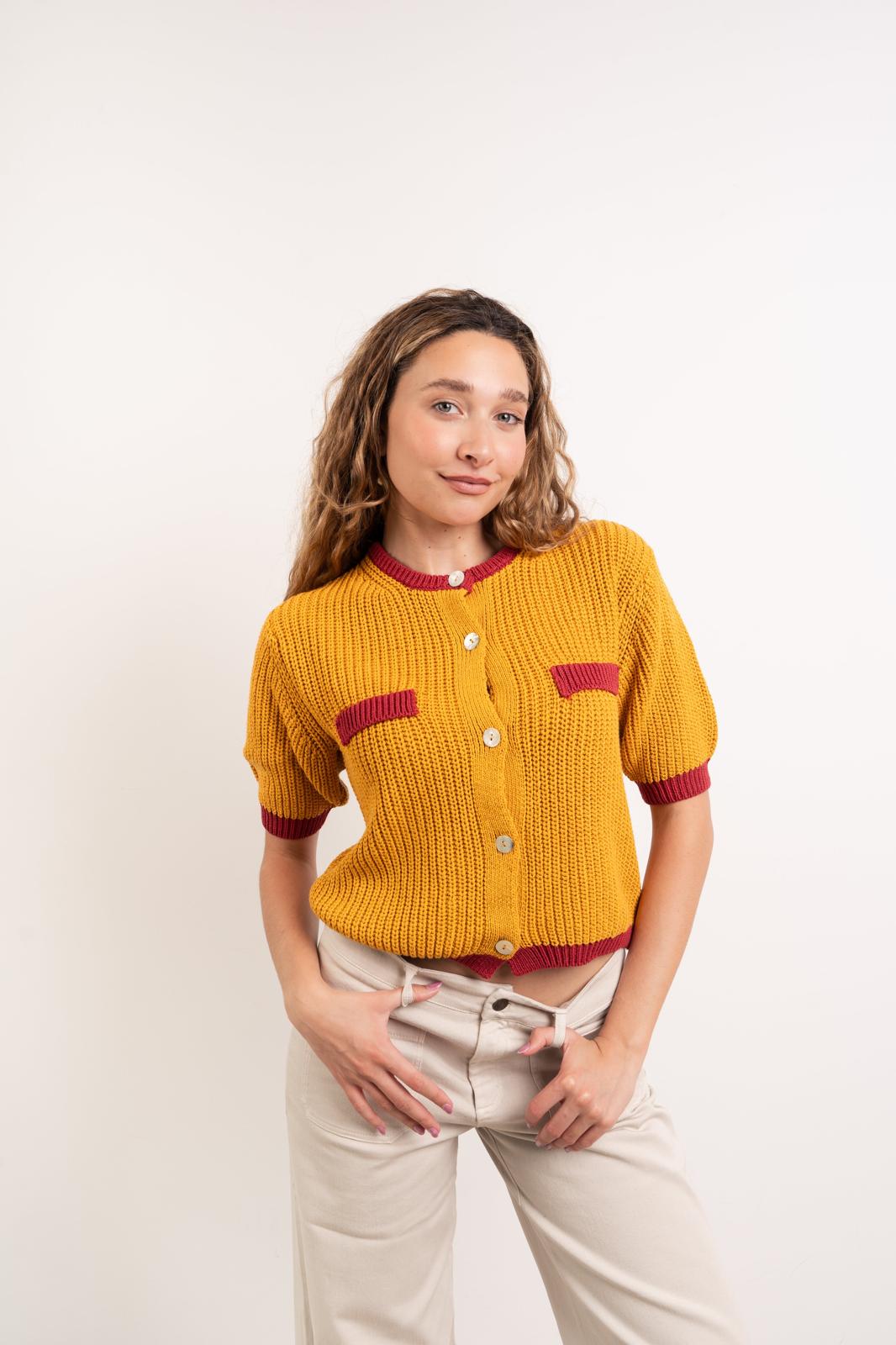 Cárdigan Mia Mostaza Algodón