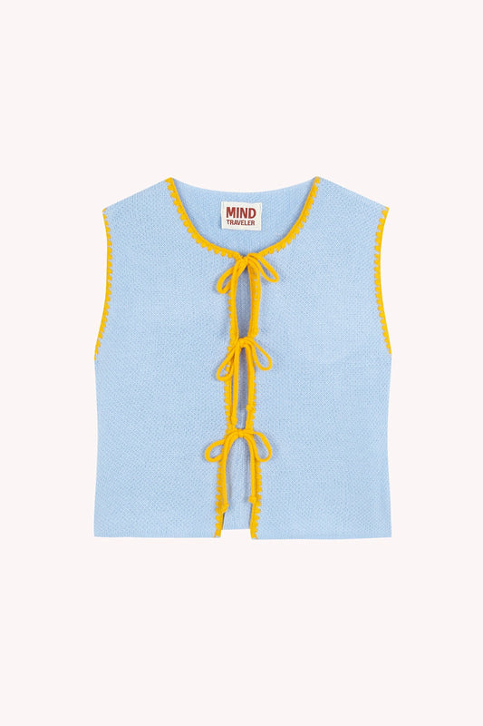 Chaleco Punto Celeste y Amarillo