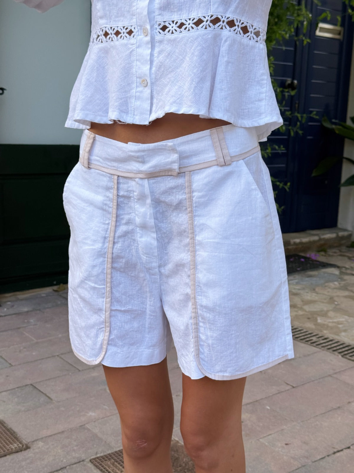 Short Roma Lino Blanco