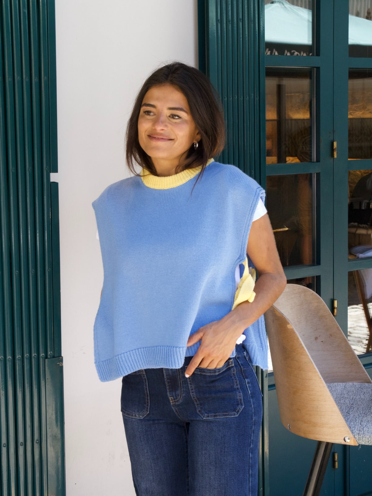 Chaleco Julieta Azul y Amarillo