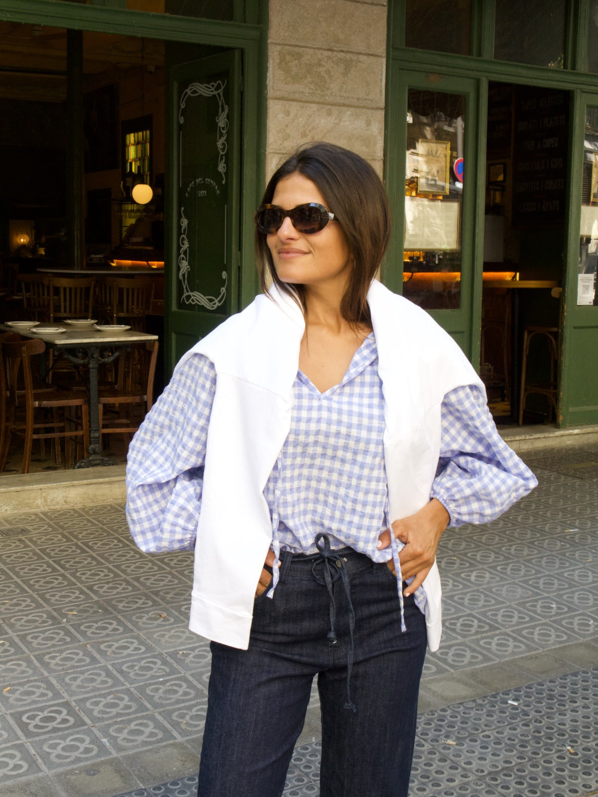 Blusa Matilde Vichy Celeste