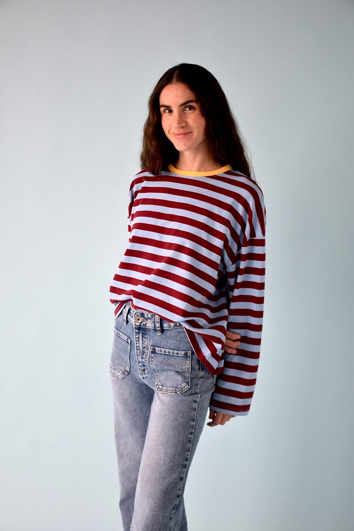 Camiseta Núria Azul y Burgundy