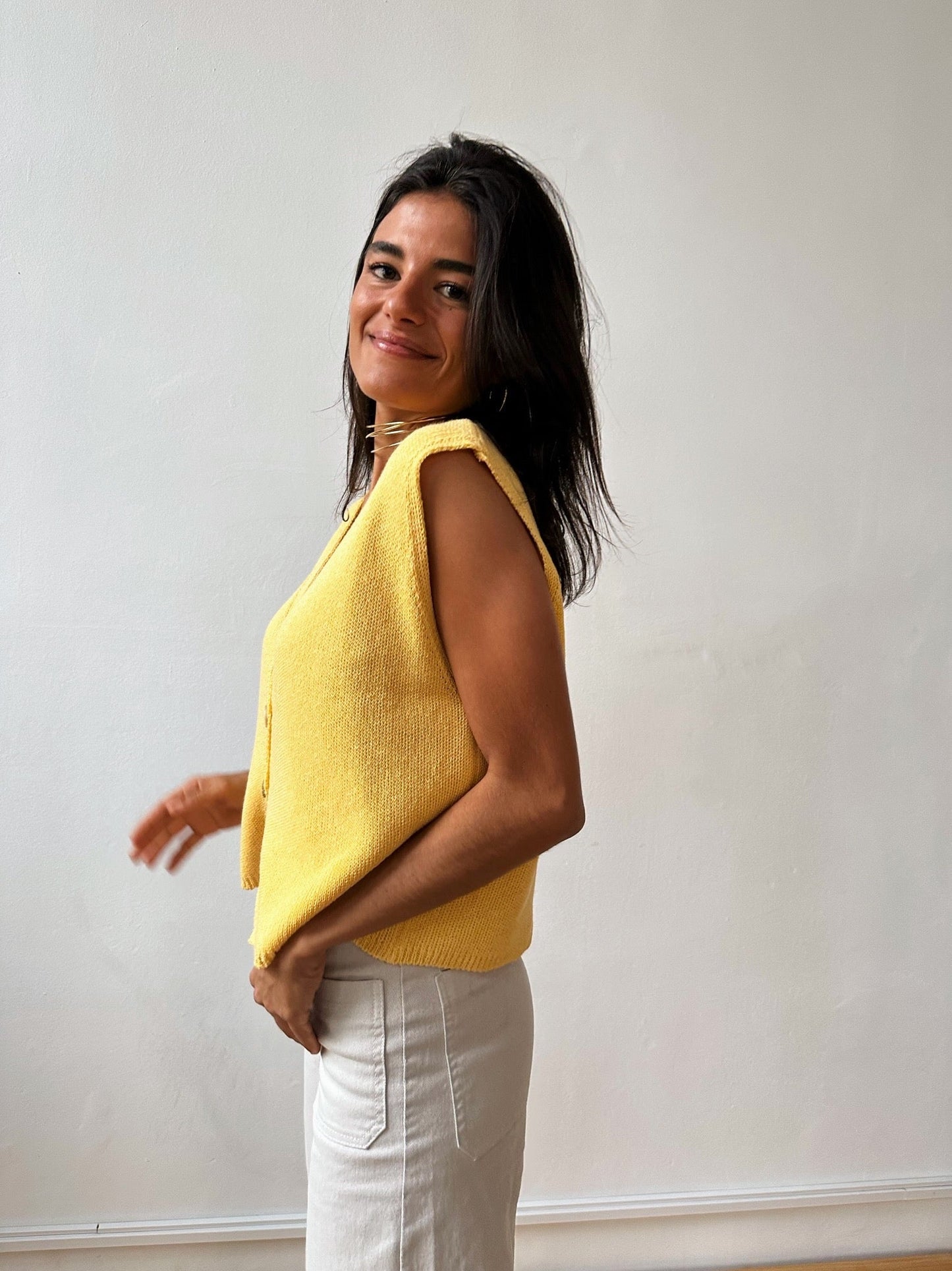 Yellow Cotton Rous Vest