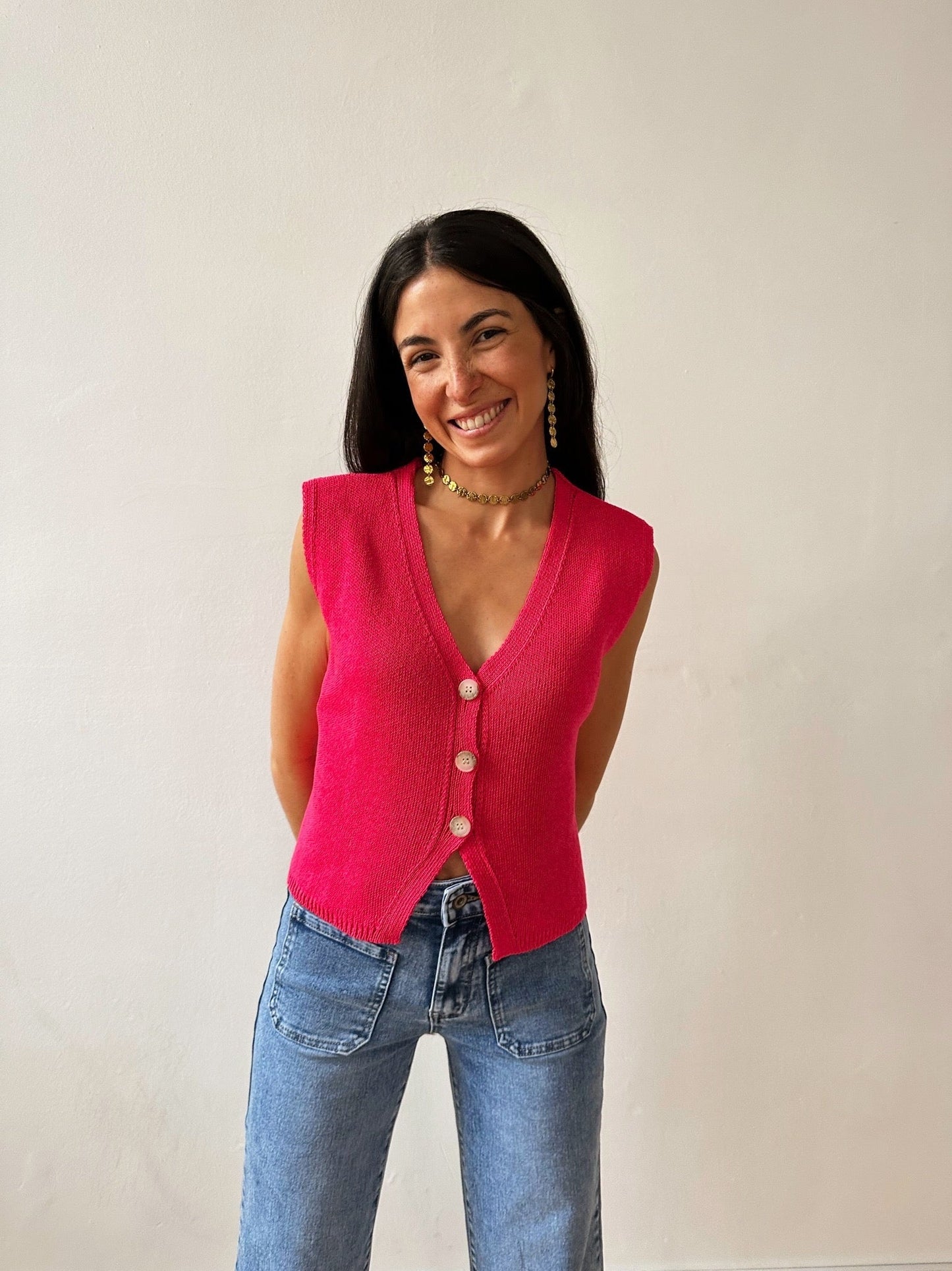 Rous Fuchsia Cotton Vest