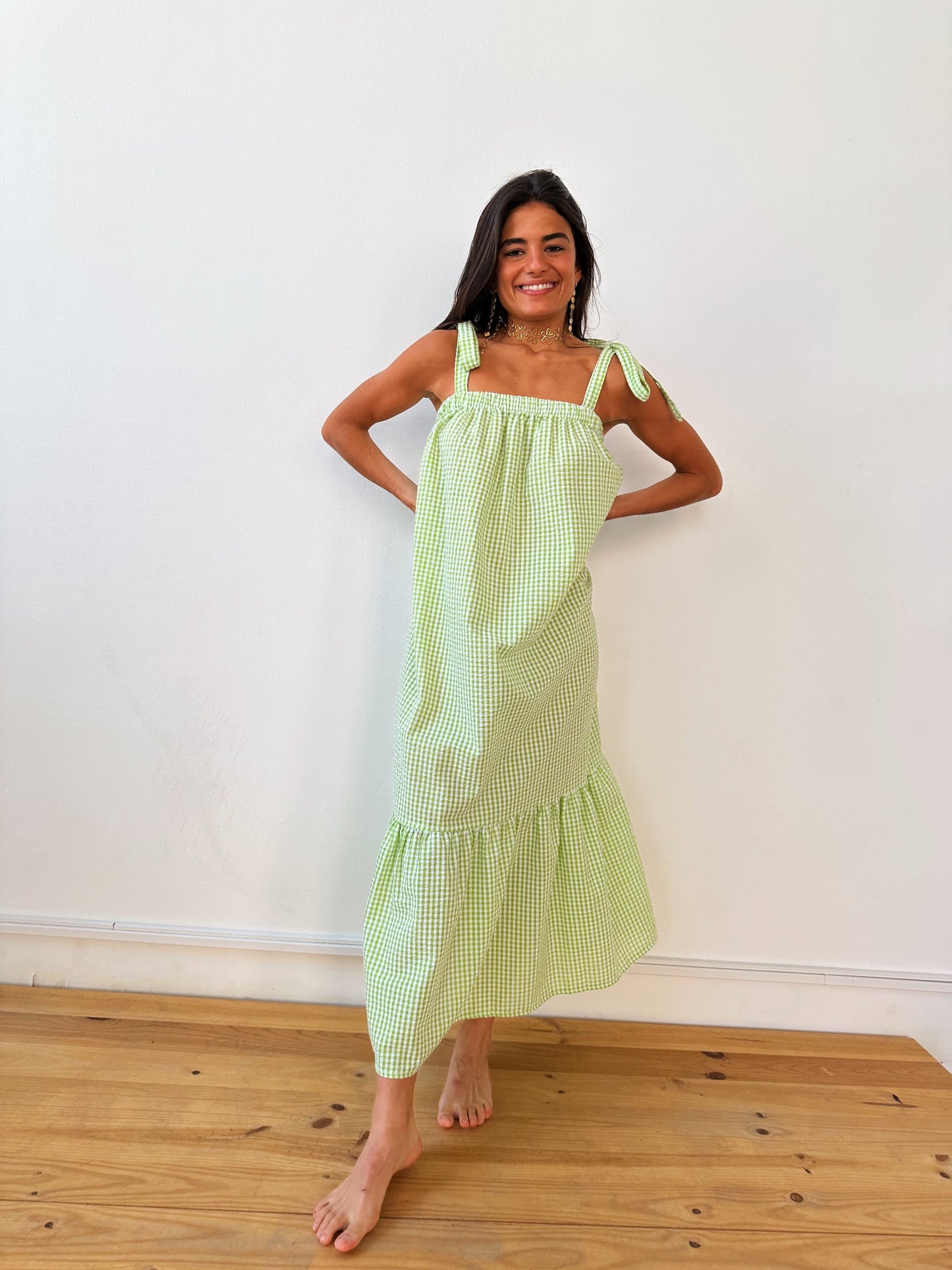Inés Vichy Green Dress