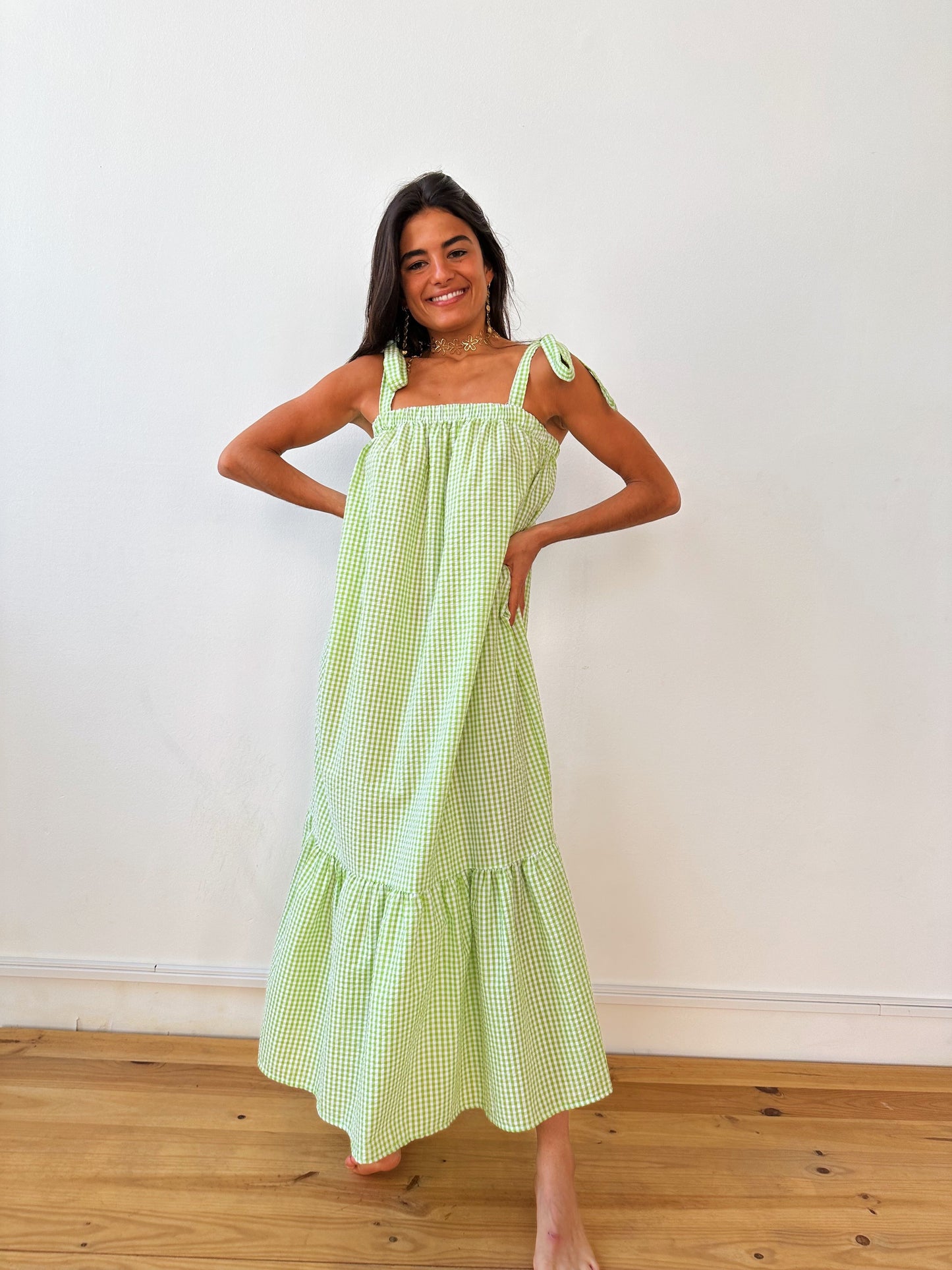 Inés Vichy Green Dress