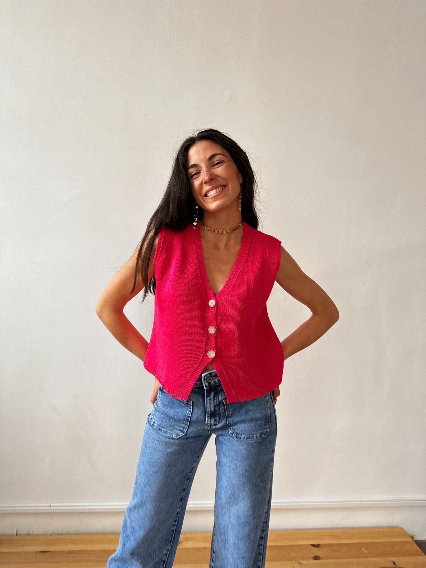 Rous Fuchsia Cotton Vest