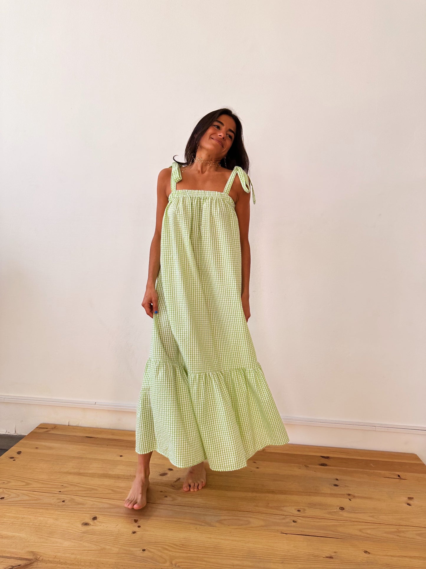 Inés Vichy Green Dress