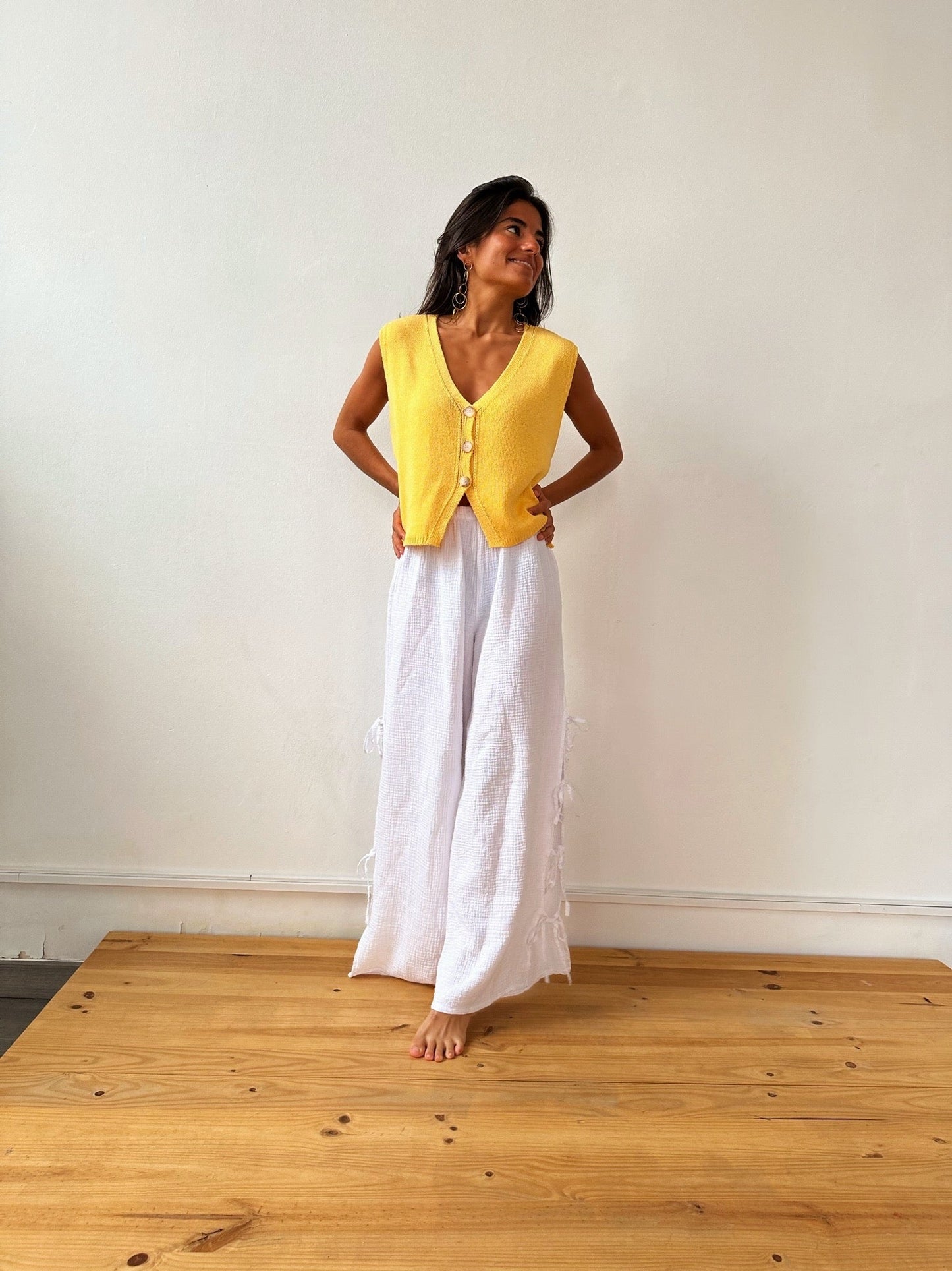 Yellow Cotton Rous Vest