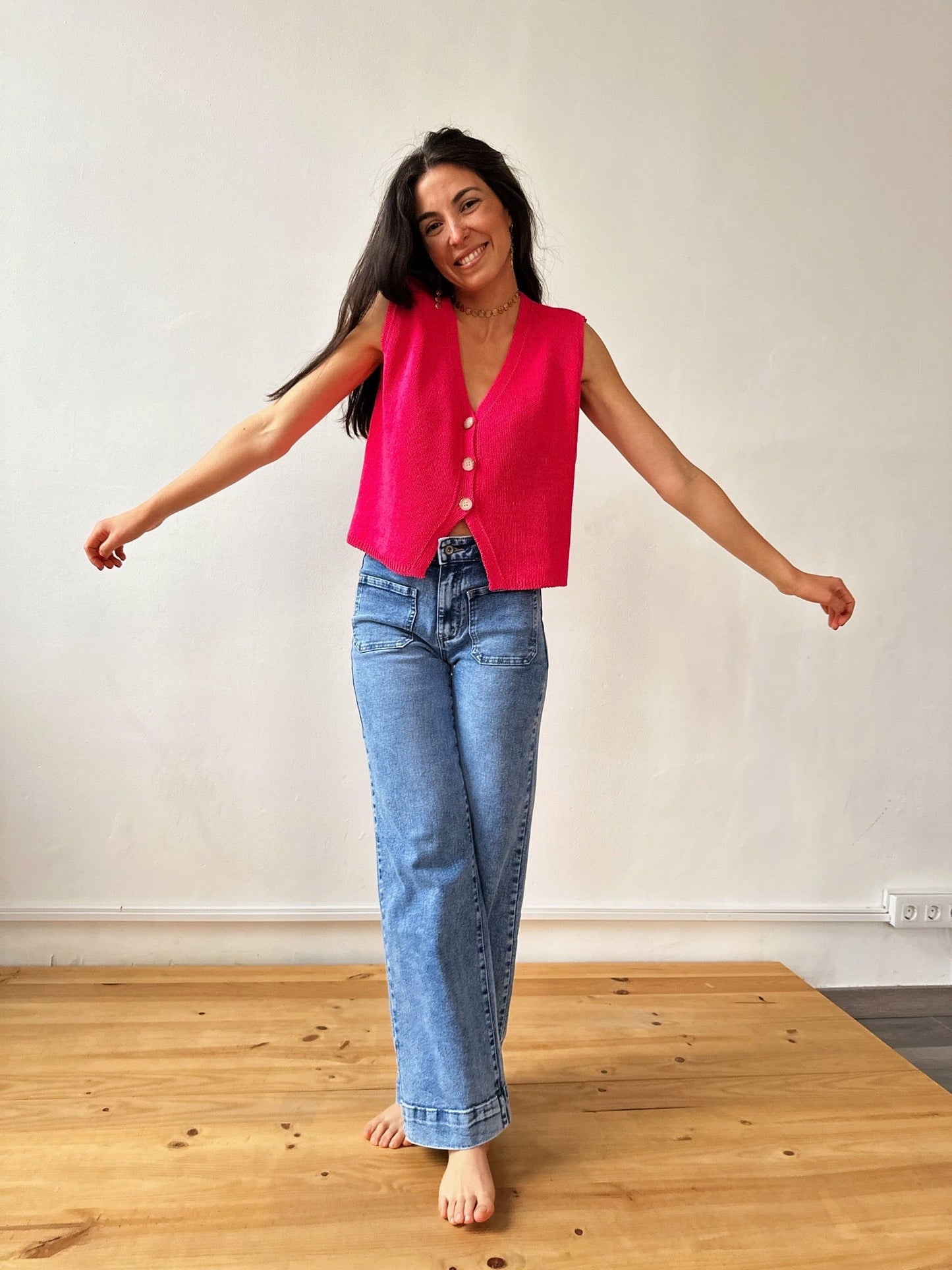 Rous Fuchsia Cotton Vest