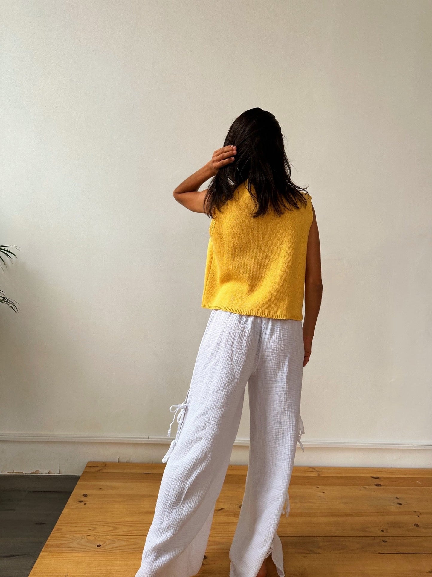 Yellow Cotton Rous Vest
