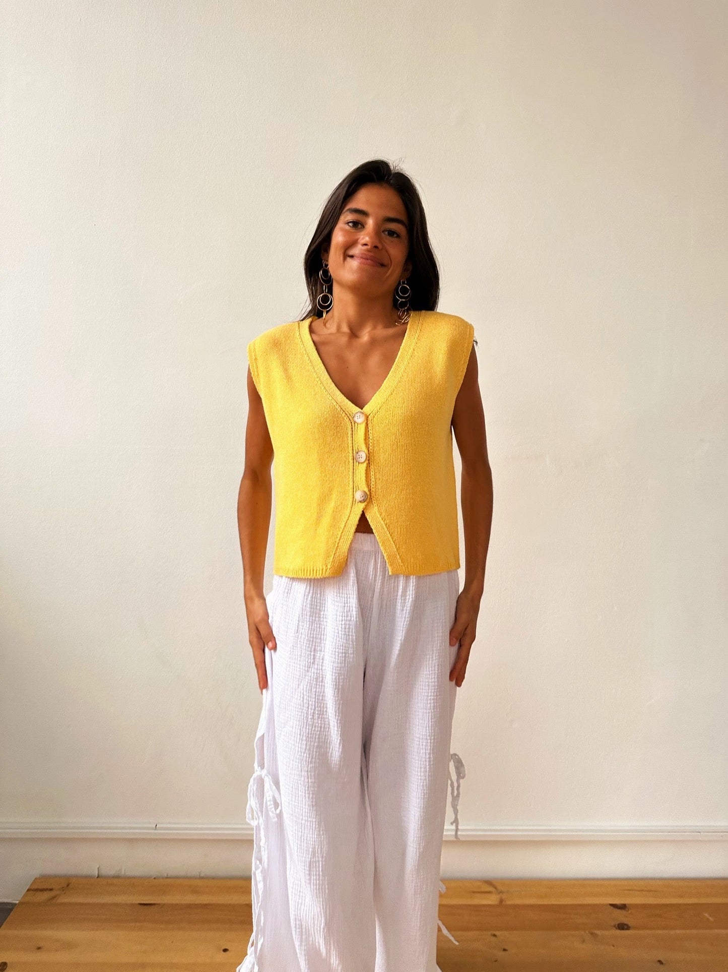 Yellow Cotton Rous Vest