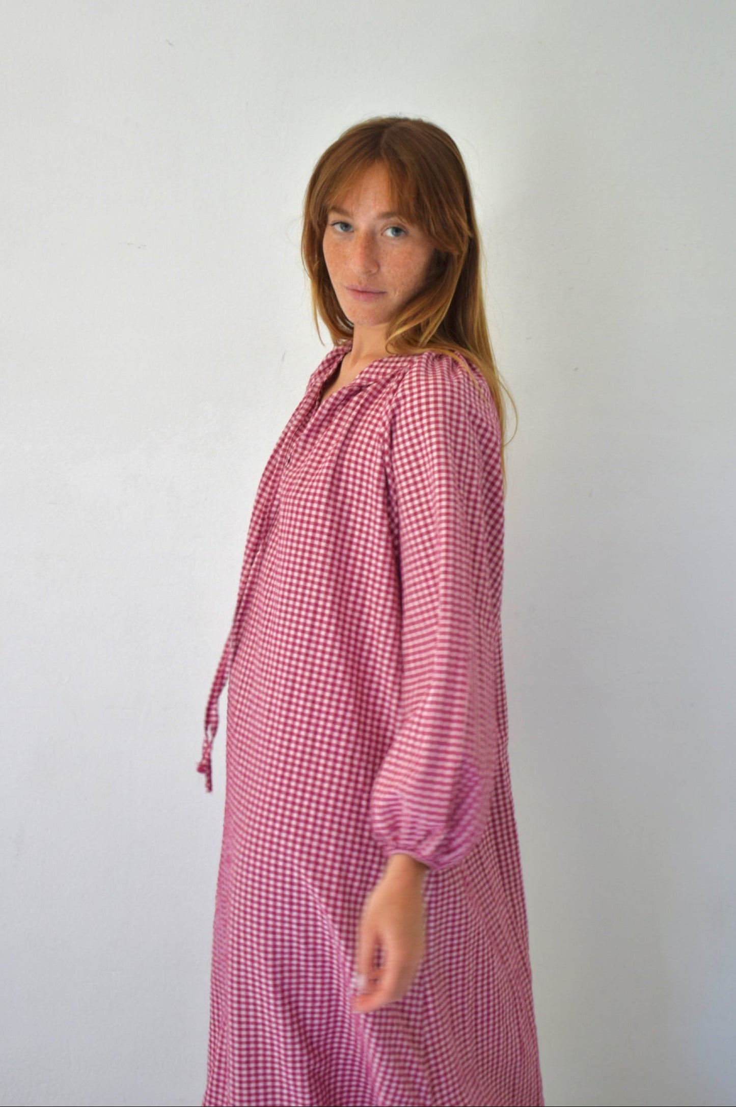 Vestido Matilde Vichy Burgundy