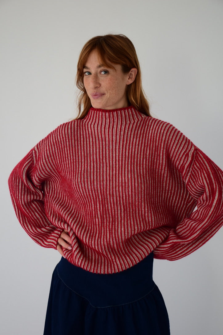 Jersey Rita Rojo y Beige