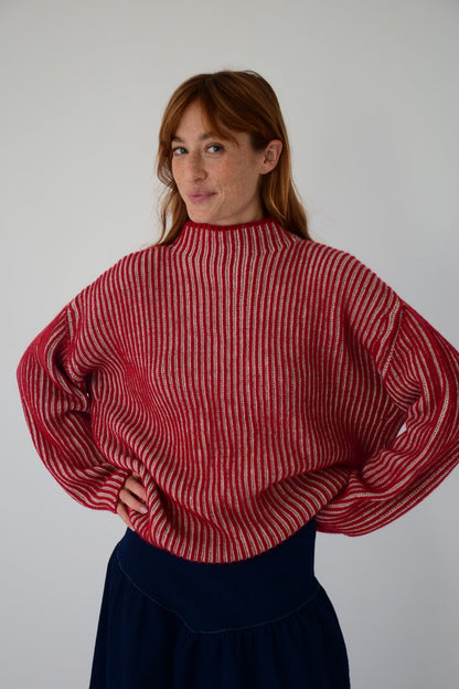 Jersey Rita Rojo y Beige