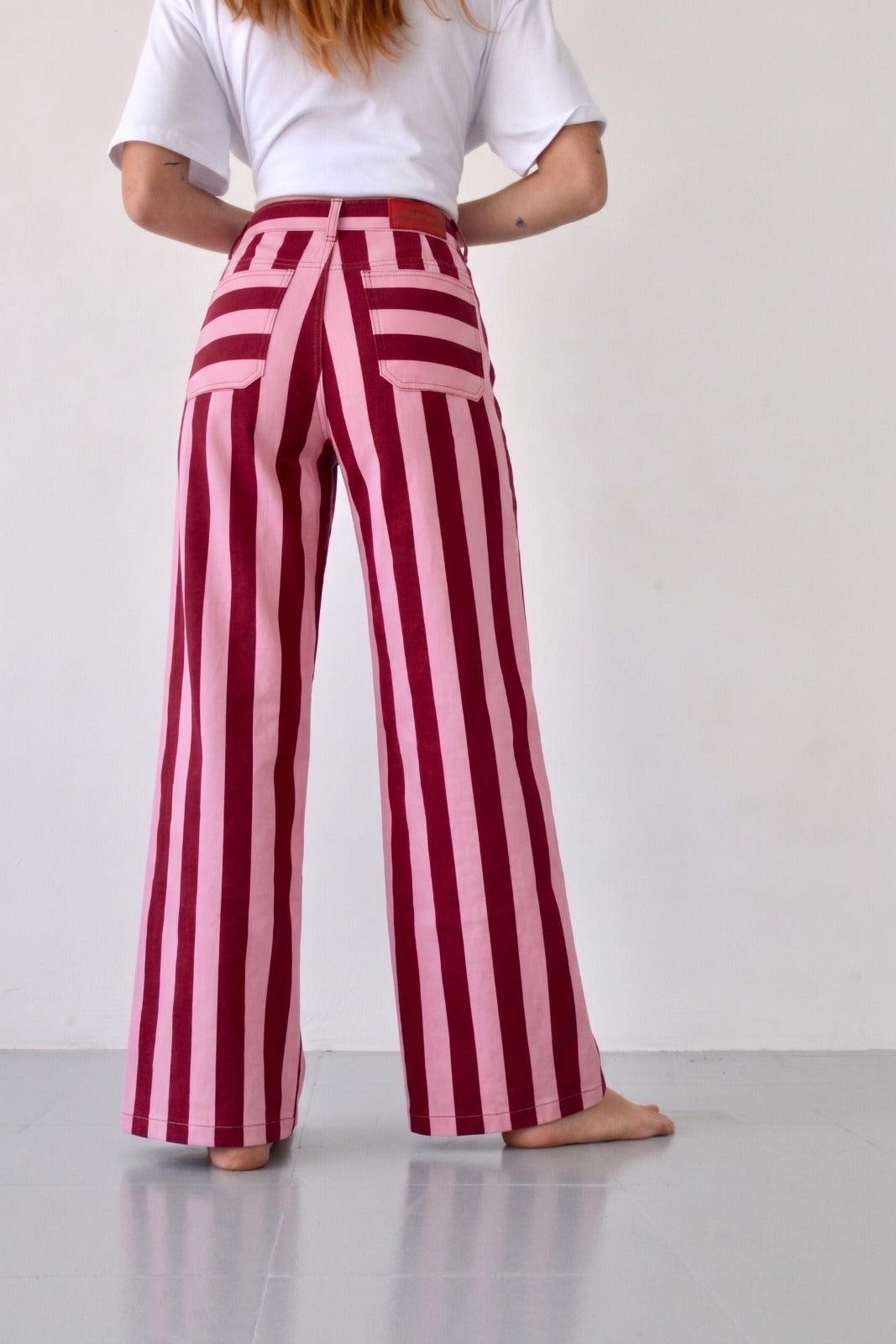 Valeria Striped Burgundy and Pink Jeans