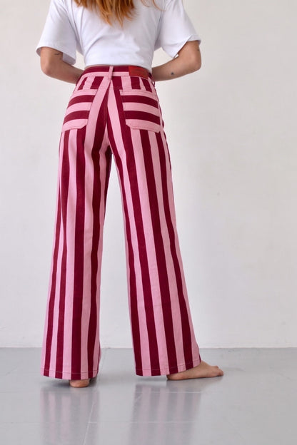 Valeria Striped Burgundy and Pink Jeans